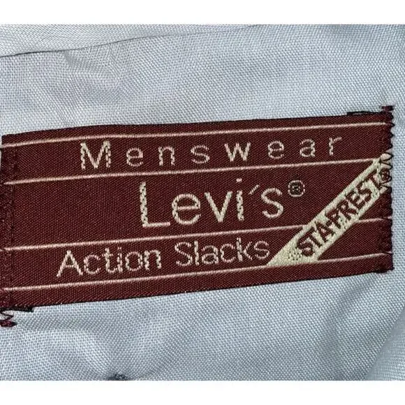 Levis Action Slacks Menswear Pants Vintage 70s 80s Sta Prest Trousers 42x31 Blue - Picture 2 of 4